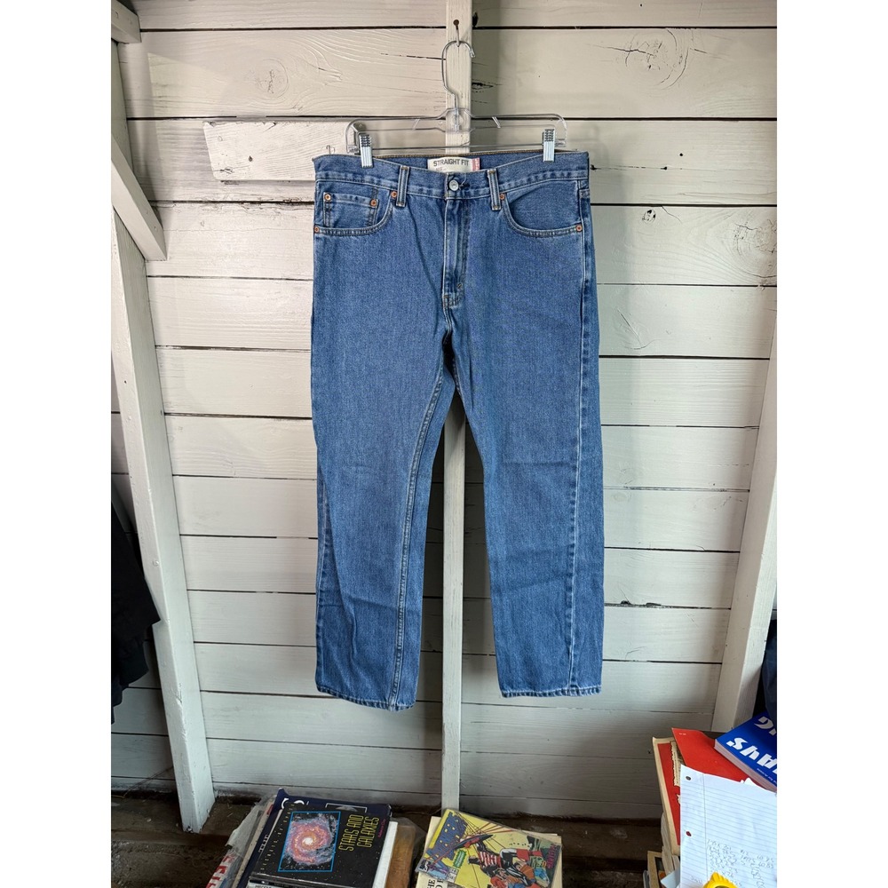 Levis 505 Straight Fit Mens Jeans Blue Denim 33x30 Medium Wash 5-Pocket Classic
